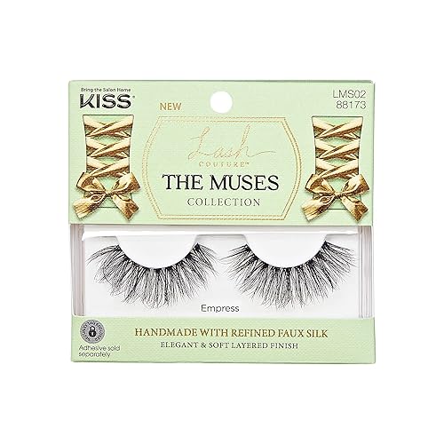 Vista 20 de KISS The Muses, pestañas postizas, 'Noblesse', 0.472 in, incluye 1 par, fácil de aplicar, racimos de pestañas reutilizables