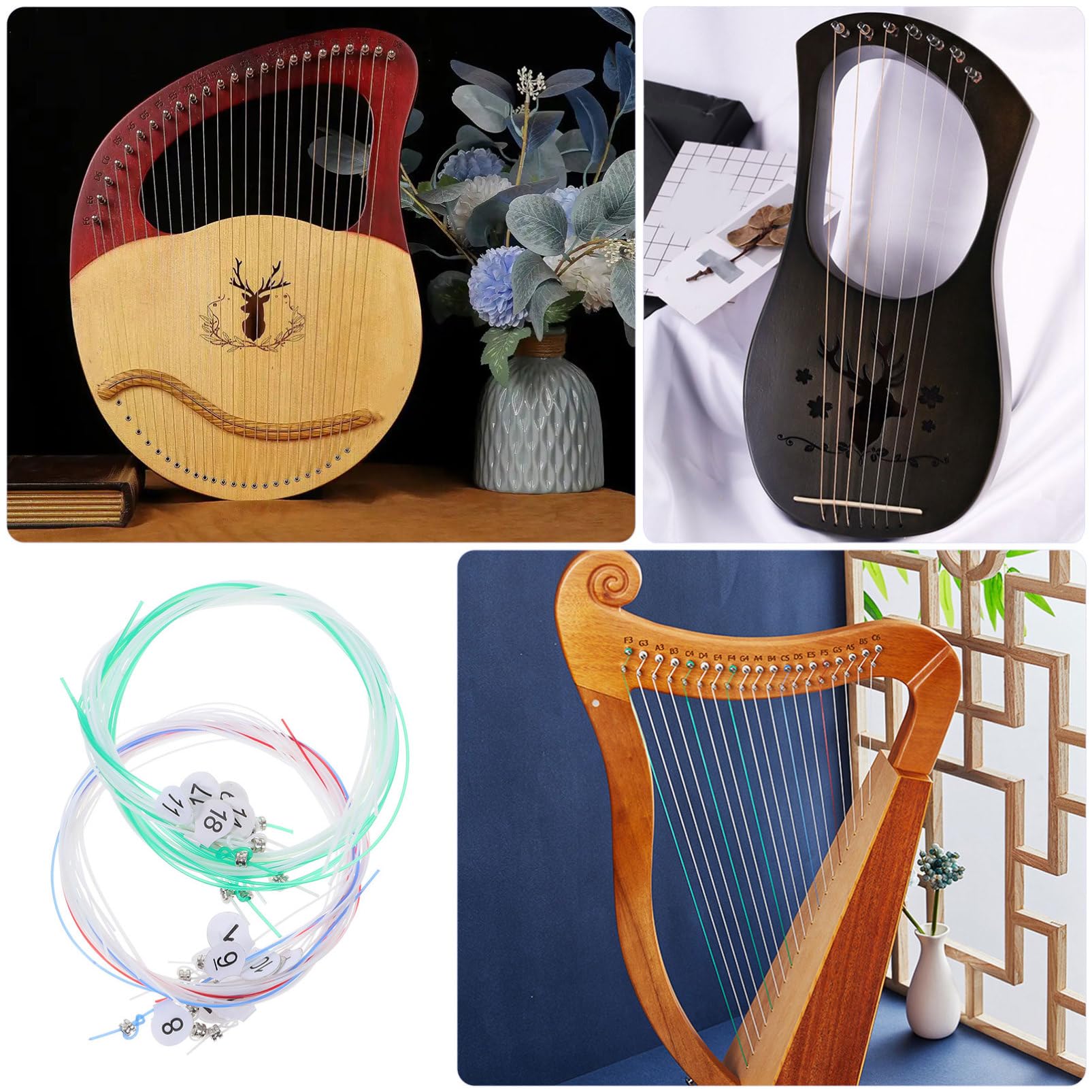 ibasenice 5juegos Cuerdas De Lyra De Nylon Marcadores Numéricos Accesorios De Reemplazo Para Instrumentos Musicales Cuerdas Resistentes y Duraderas