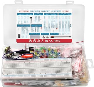 Minidodoca 1615pcs Electronics Component Kit: Breadboard, Resistors, Capacitors, LEDs, Diodes, Transistors for Arduino DIY