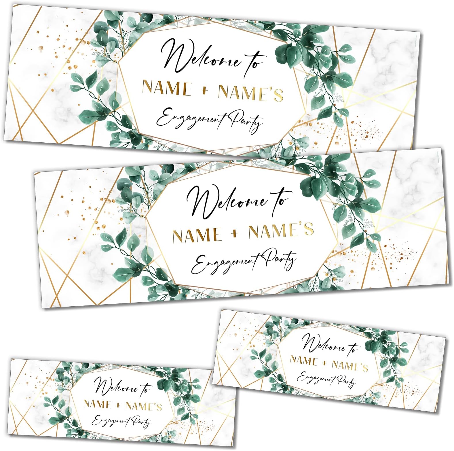 2 Large & 2 Small | Personalised Engagement Banners | Engagement Party Decorations | Engagement Banners | Engagement Party Props | Engagement Bunting | Engagement Party Ideas | Black Gold