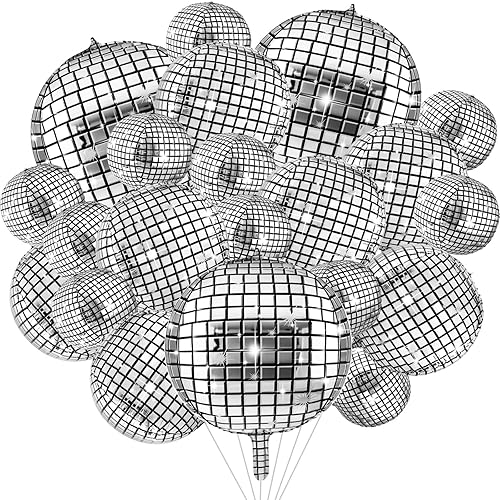 48 globos de bola de discoteca de 32 pulgadas, 22 pulgadas, 10 pulgadas, 4D, de lámina láser, globos de fiesta de discoteca, decoración de bola de