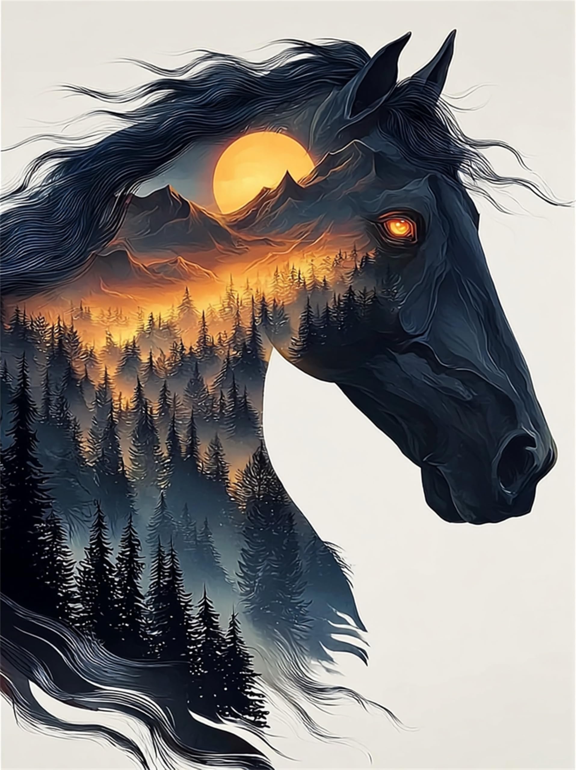 Nznanchu Horse Paint By Number For Adult,Animal Diy Painting Kits For Adults,Silhouette Color By Numbers,Paint By Number Canvas Crafts Watercolor For Beginners Hoom Decor