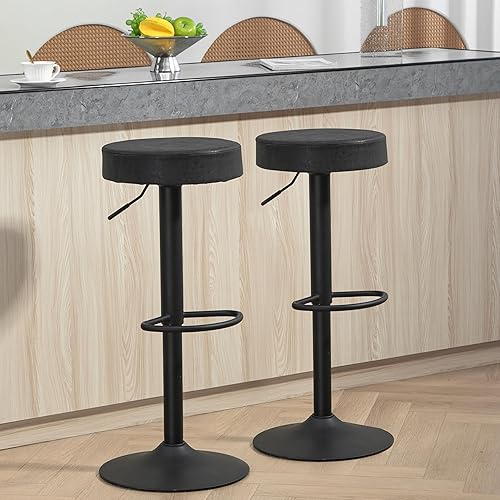 Miniatura 2 de Finnhomy Juego de 2 taburetes de bar de altura de mostrador, taburetes de bar giratorios con reposapiés y espalda descubierta, taburetes de bar