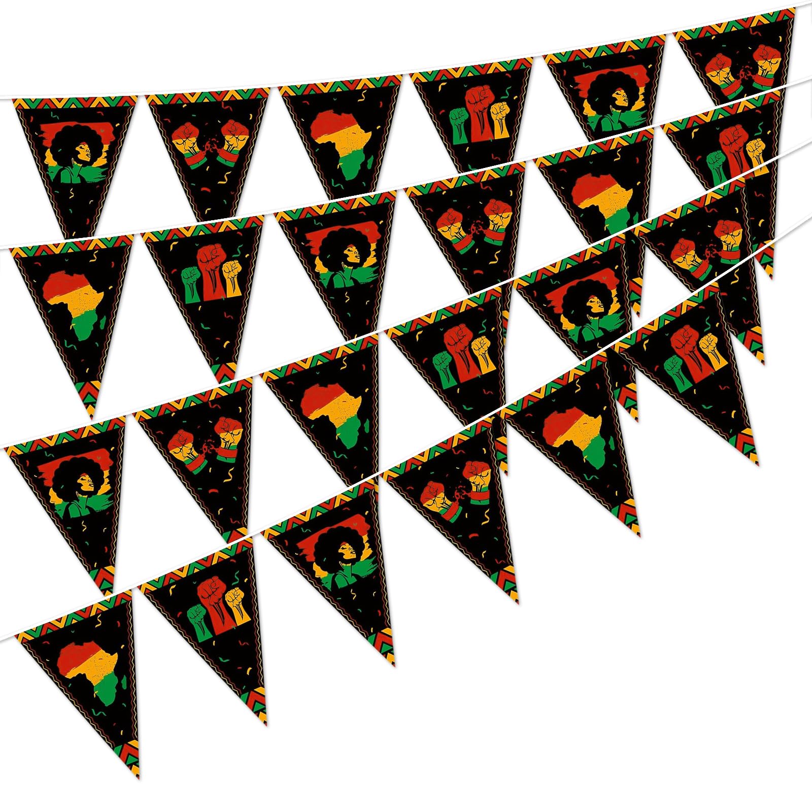 Boerni Black History Month Bunting Banner 24 Pcs African American Heritage Festival Pennant Triangle Flags Garland Juneteenth Decorations for School Office Home Party Supplies