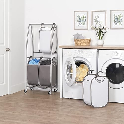Miniatura 5 de Neatfreak - Carrito de lavandería vertical de 2 niveles con ruedas y 4 cestas para lavandería, toallas, mantas y organización de baño, clasificador