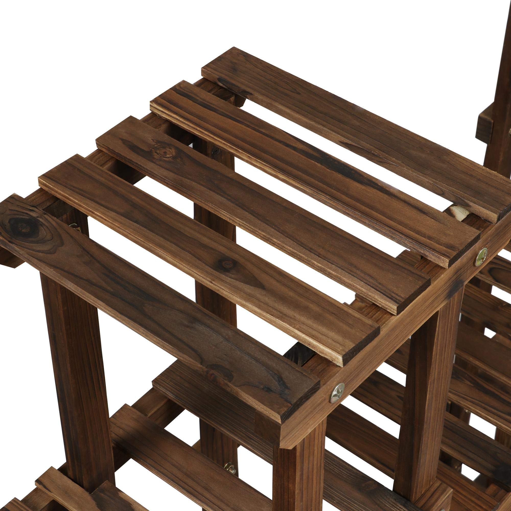 Yaheetech Scaffale per Piante Scaffalatura Porta Vasi in Legno con Ruote 124,5 x 33 x 120 cm Supporto Verticale a 9 Ripiani Fioriera da Interno Esterno Balcone Giardino