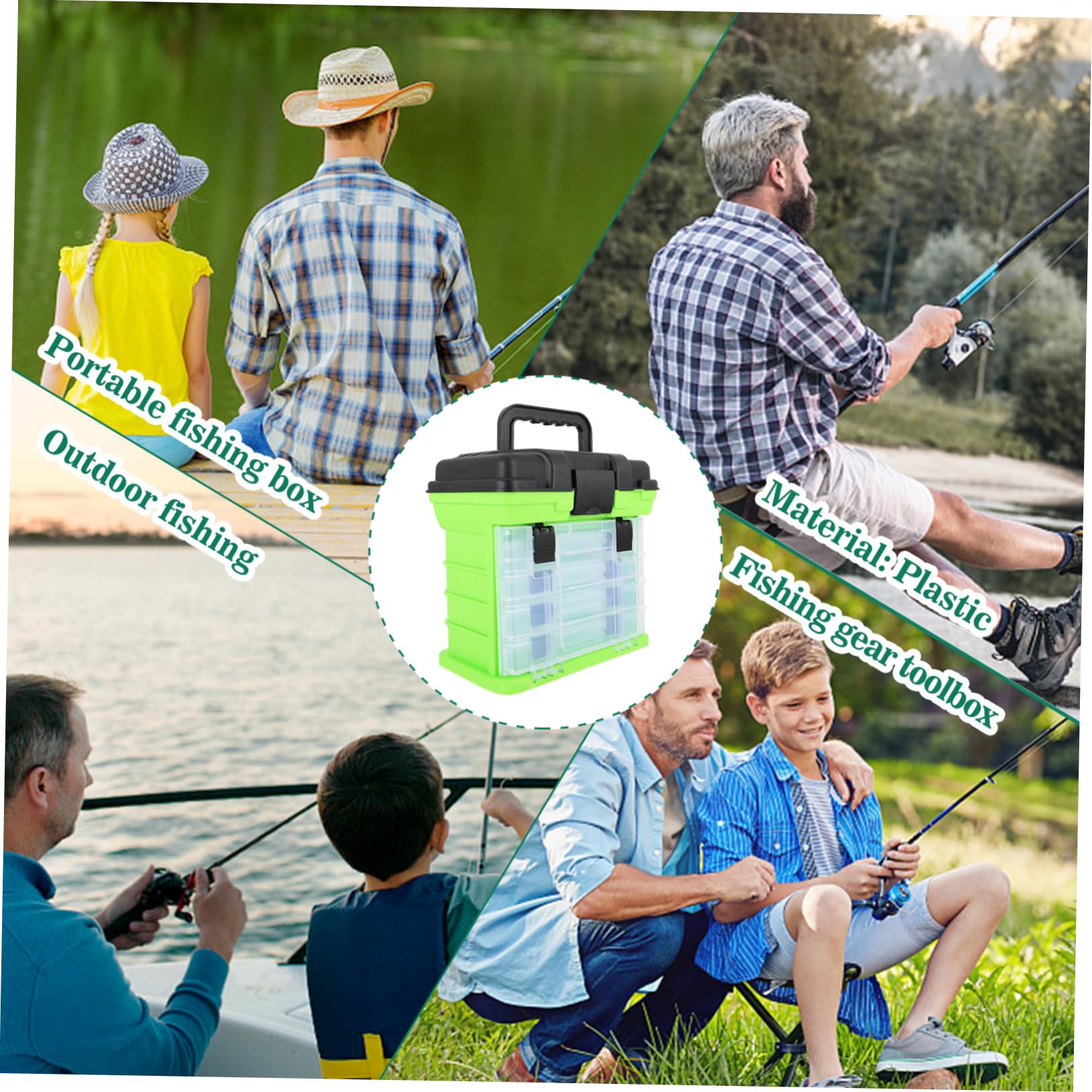 Toddmomy boîte à Outils pour matériel de pêche conteneurs de Stockage d'articles de pêche conteneurs de pêche conteneur de pêche Plastique Green