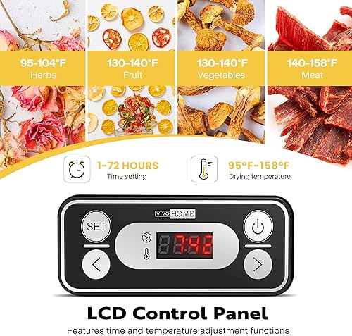 Miniatura 4 de VIVOHOME Deshidratador de alimentos, máquina hidráulica de 8 bandejas con temporizador digital de 72 horas y control de temperatura para frutas,