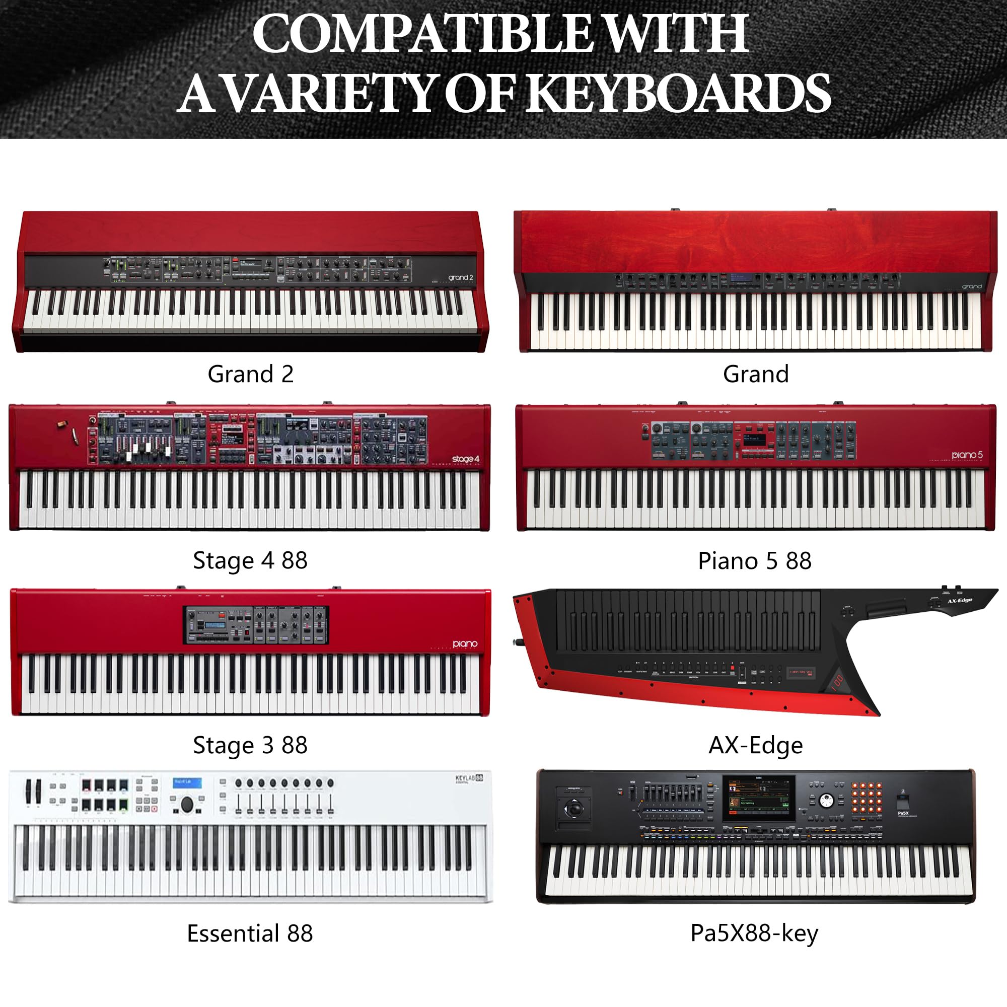 Musiin Staubschutz für Klaviertastaturen mit 88 Tasten, kompatibel mit Nord Stage 4 88 Tasten, Piano 5 88, Stage 3 88, Yamaha MODX M8, Chinlon, seidige Haptik und maßgeschneidertes Design