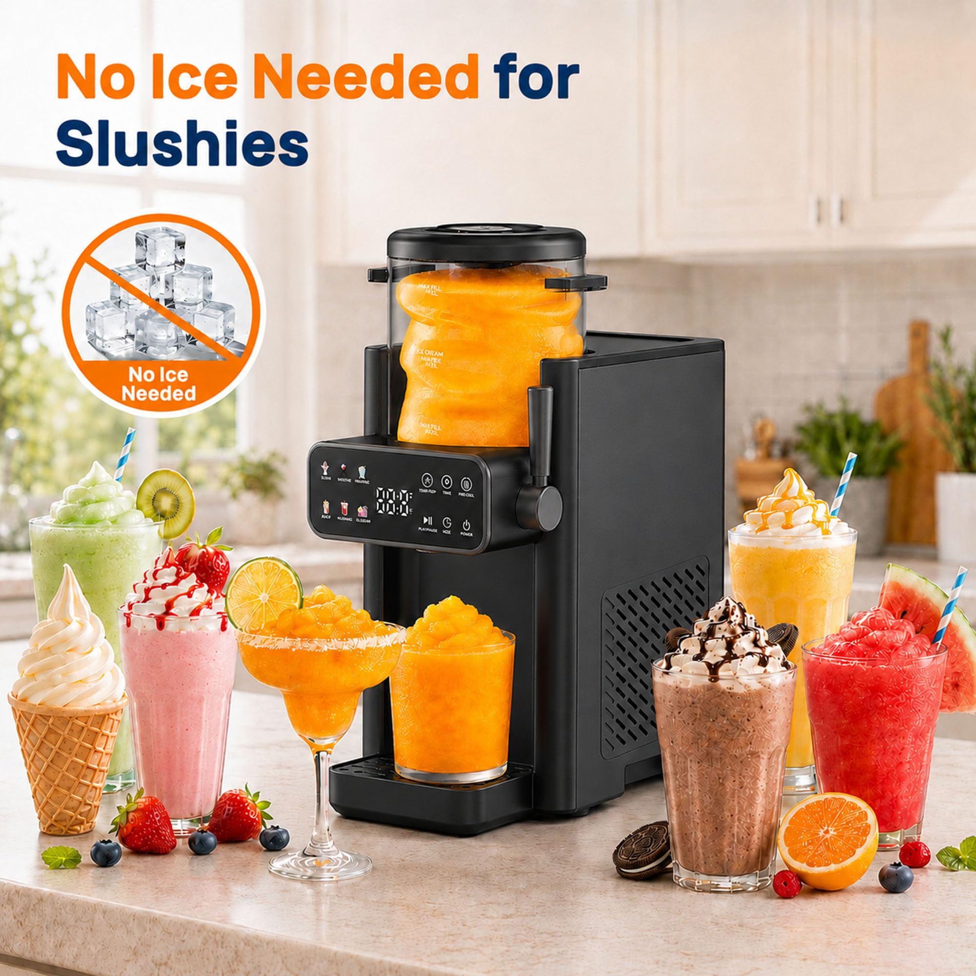 Máquina de granizado 6 en 1 para el hogar, limpieza automática, temporizador de marcación de 12 horas para el hogar para granizados, frappé, batidos y margaritas, sin necesidad de hielo