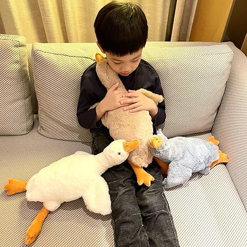 Miniatura 6 de Tanha Peluche de ganso, suave felpa de ganso, lindo ganso de peluche, animal de peluche de pato, 20 pulgadas, marrón