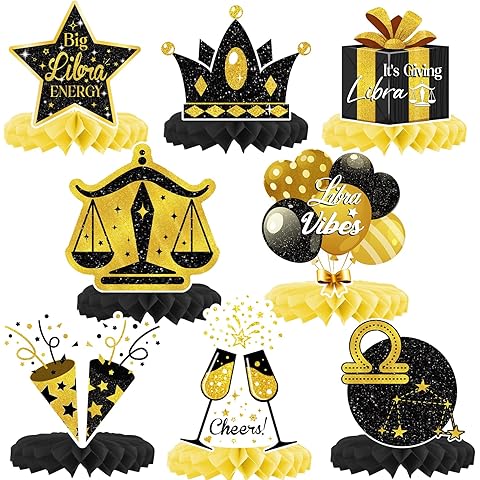 Scorpio Birthday Honeycomb Centerpieces Party Decorations, Black Gold Zodiac Scorpi...