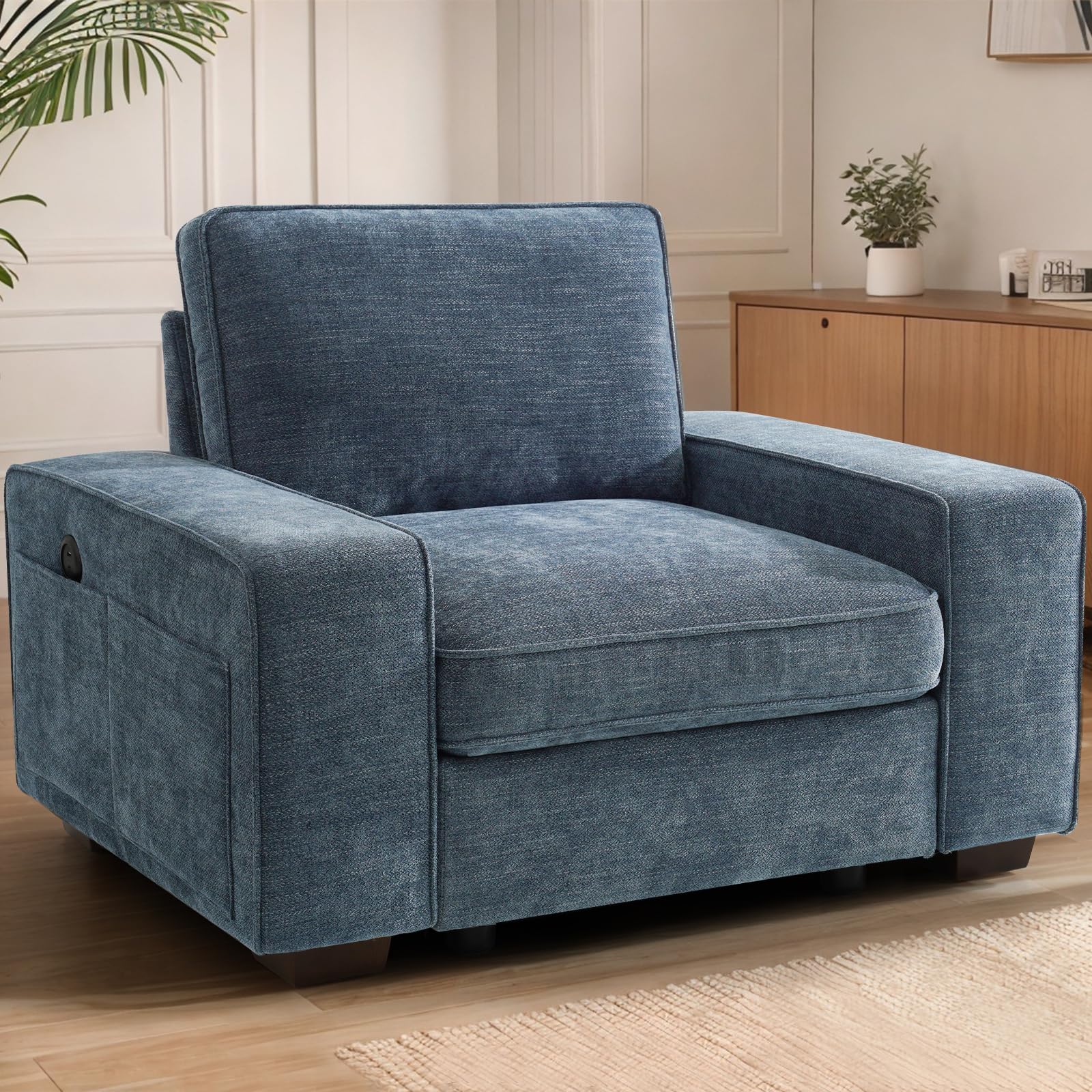 TEKAMON 45" Accent Chair with Seat Storage, Oversized Single Sofa Chair, Modern Chenille Fabric Armchair for Living Room/Office with Wide Armrests,