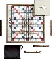 Vista 1 de WS Game Company Scrabble Deluxe Vintage Edition con tablero de juego giratorio