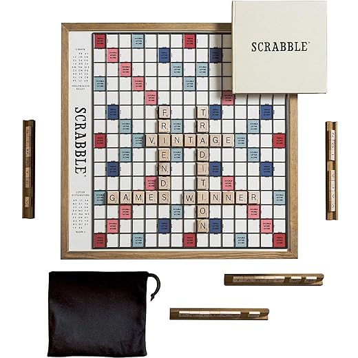 WS Game Company Scrabble Deluxe Vintage Edition with Rotating Game Board