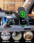 Wireless Car Charger, 15W Qi Fast Charging Car Phone Holder Mount, Auto Clamping Car Charger Phone Mount, Windshield Dashboard Air Vent Phone Holder, for iPhone 14/13/12/11/X, for Samsung Galaxy Note