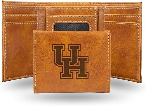 Vista 254 de Rico Industries NCAA - Cartera triple grabada con láser y tres pliegues grabada con láser, accesorio para hombre Negro