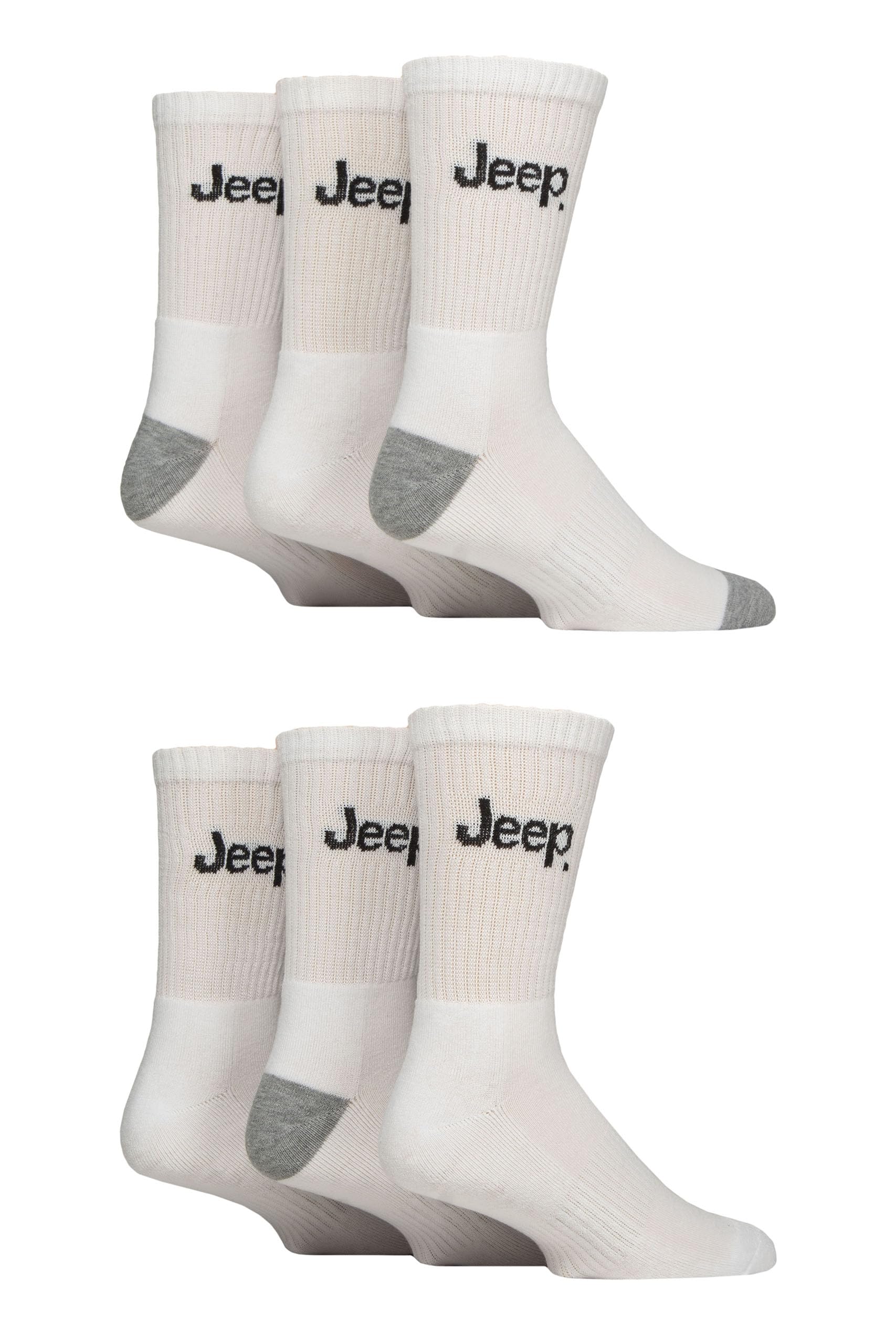 Jeep Men's White Sport Crew Socks in Size 7 - 11, Sports Direct