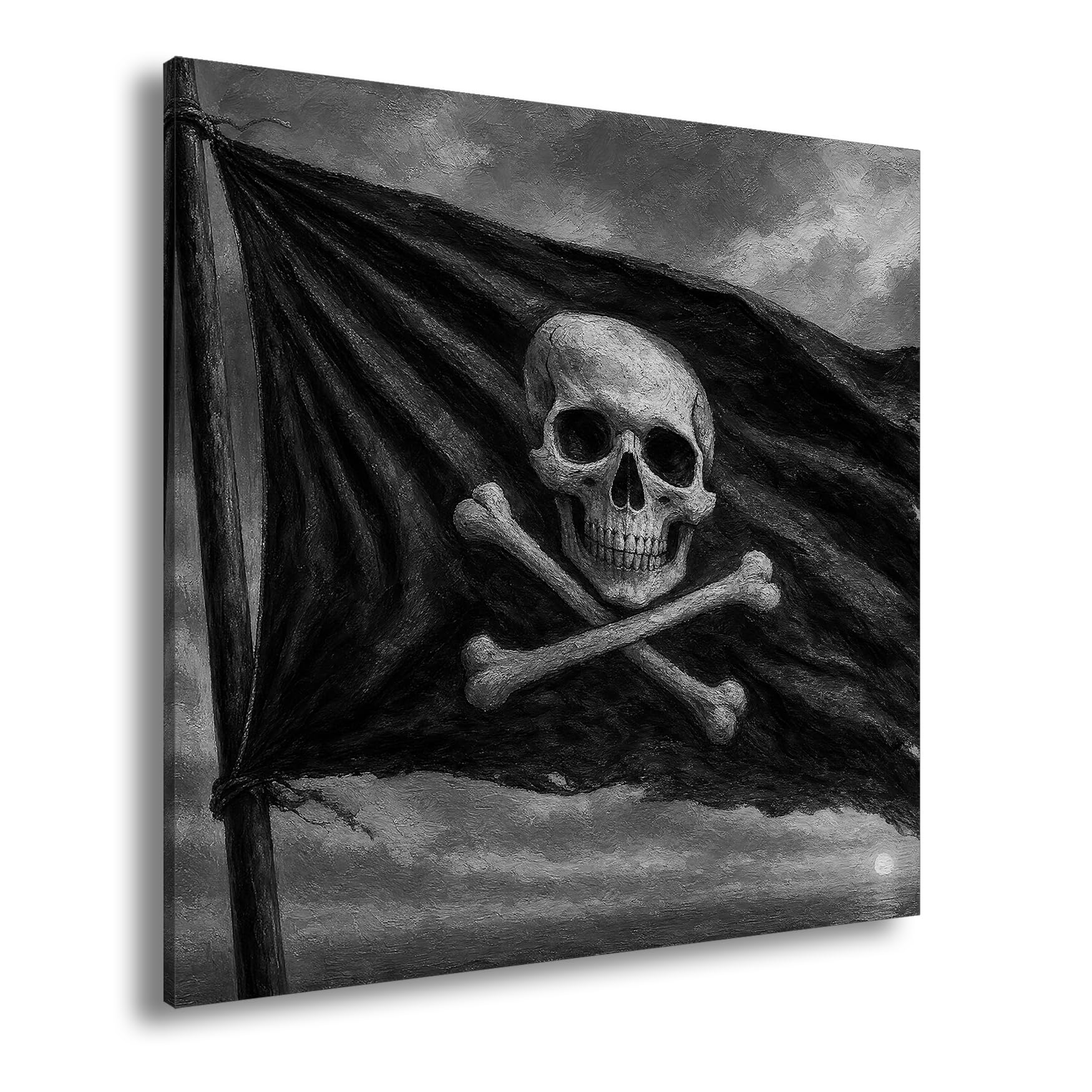 Obraz na płótnie postrzępiona flaga piracka z trupią czaszką 40 x 40 cm