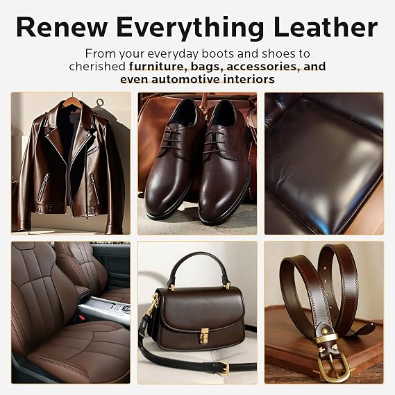 Brown Leather Recoloring Balm: Leather Color Restorer Conditioner, Leather Repair Kits for Vinyl Furniture Sofa Car Seats Shoes - Dye on Scratches Fades Worn Surfaces