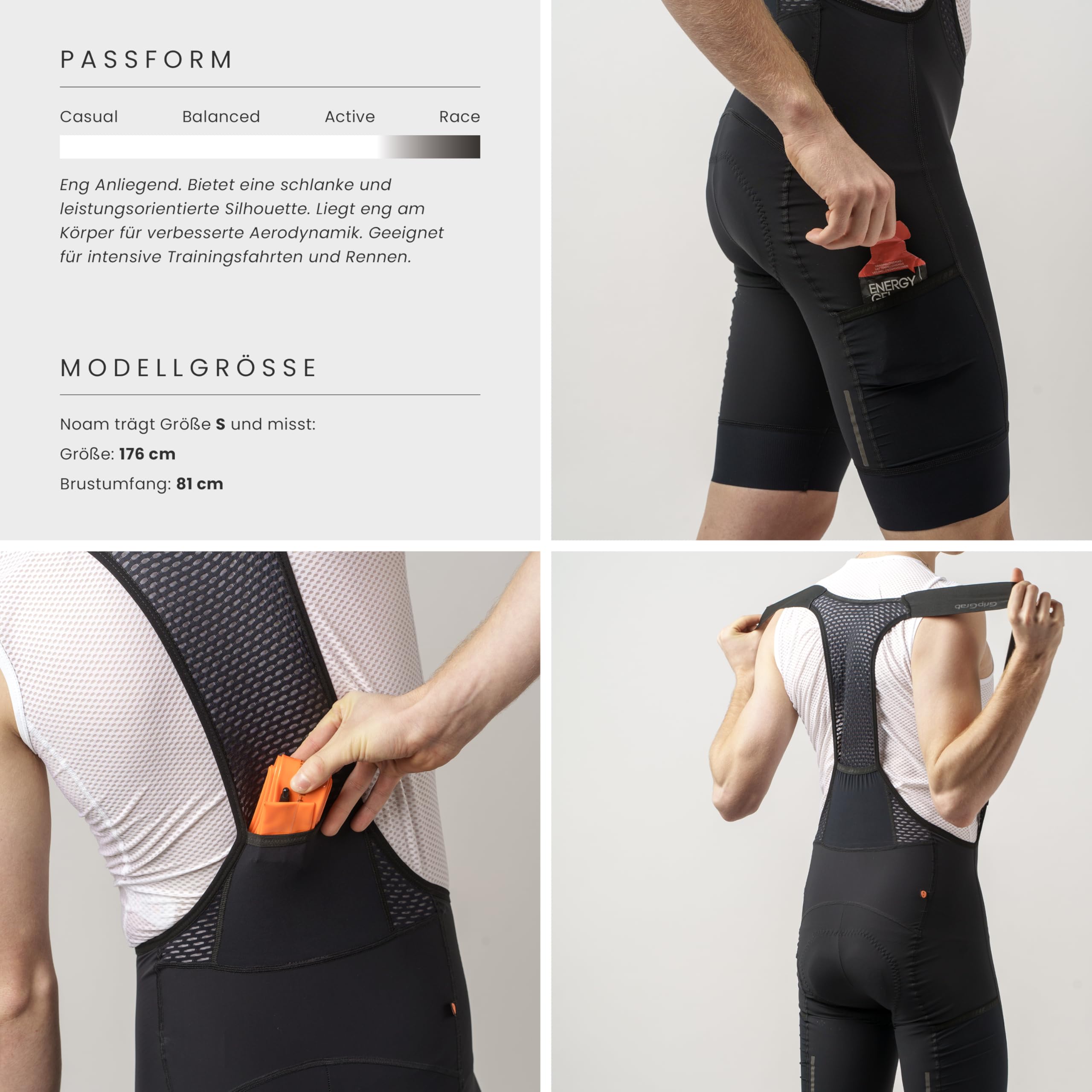 GripGrab EXPLR Gravel Cargo Bib Shorts Herren Radhose mit Beintaschen | Kurze Trägerhose für Gravel und MTB, mit 2 Beintaschen, 1 Rückentasche sowie hochwertigem Elastic Interface Sitzpolster