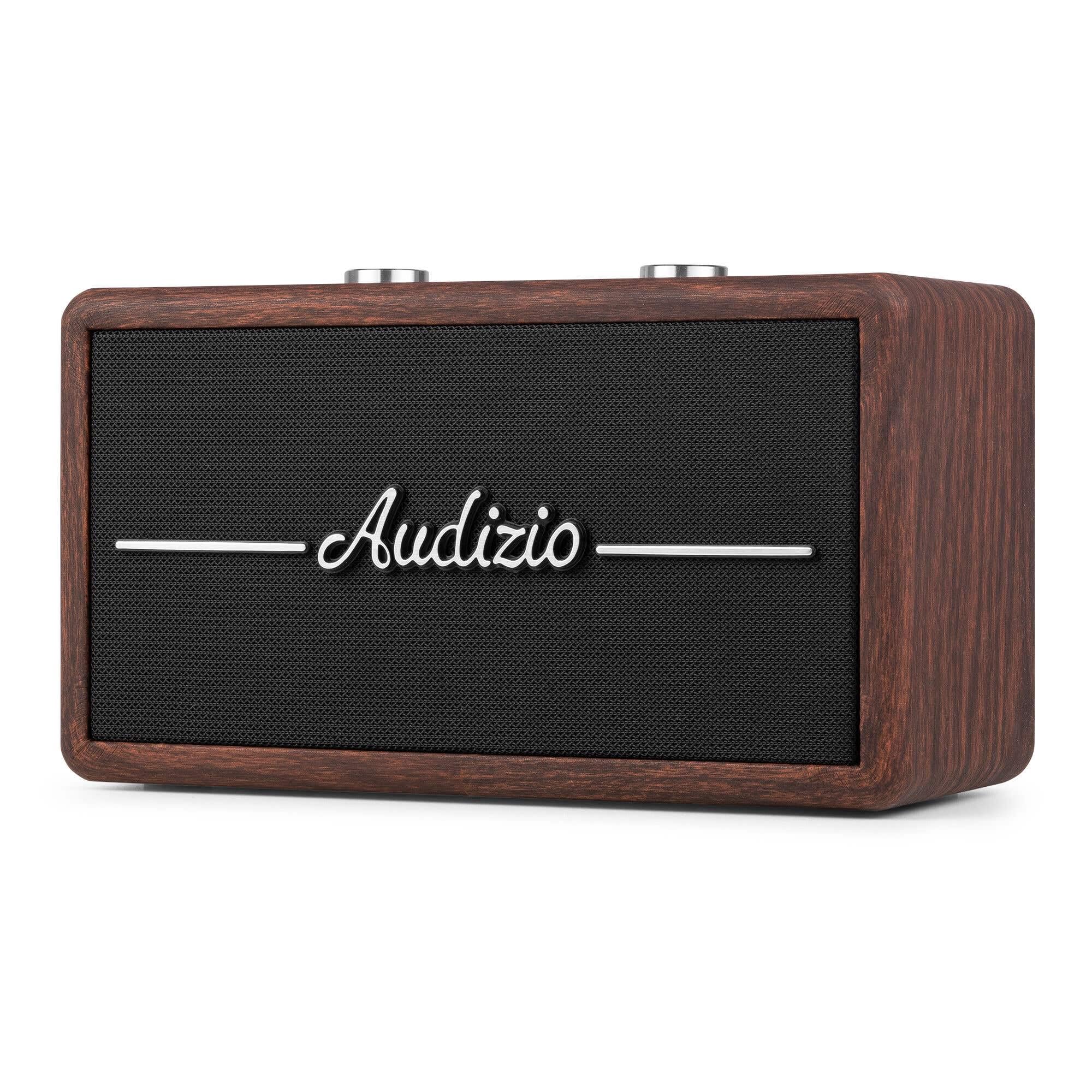 Audizio Tune60 Enceinte Portable BT Rétro avec Radio Dab+ et FM - Haut Parleur sans Fil Vintage 40W avec USB, Micro SD, AUX et Télécommande - Enceinte Mobile Design Noyer