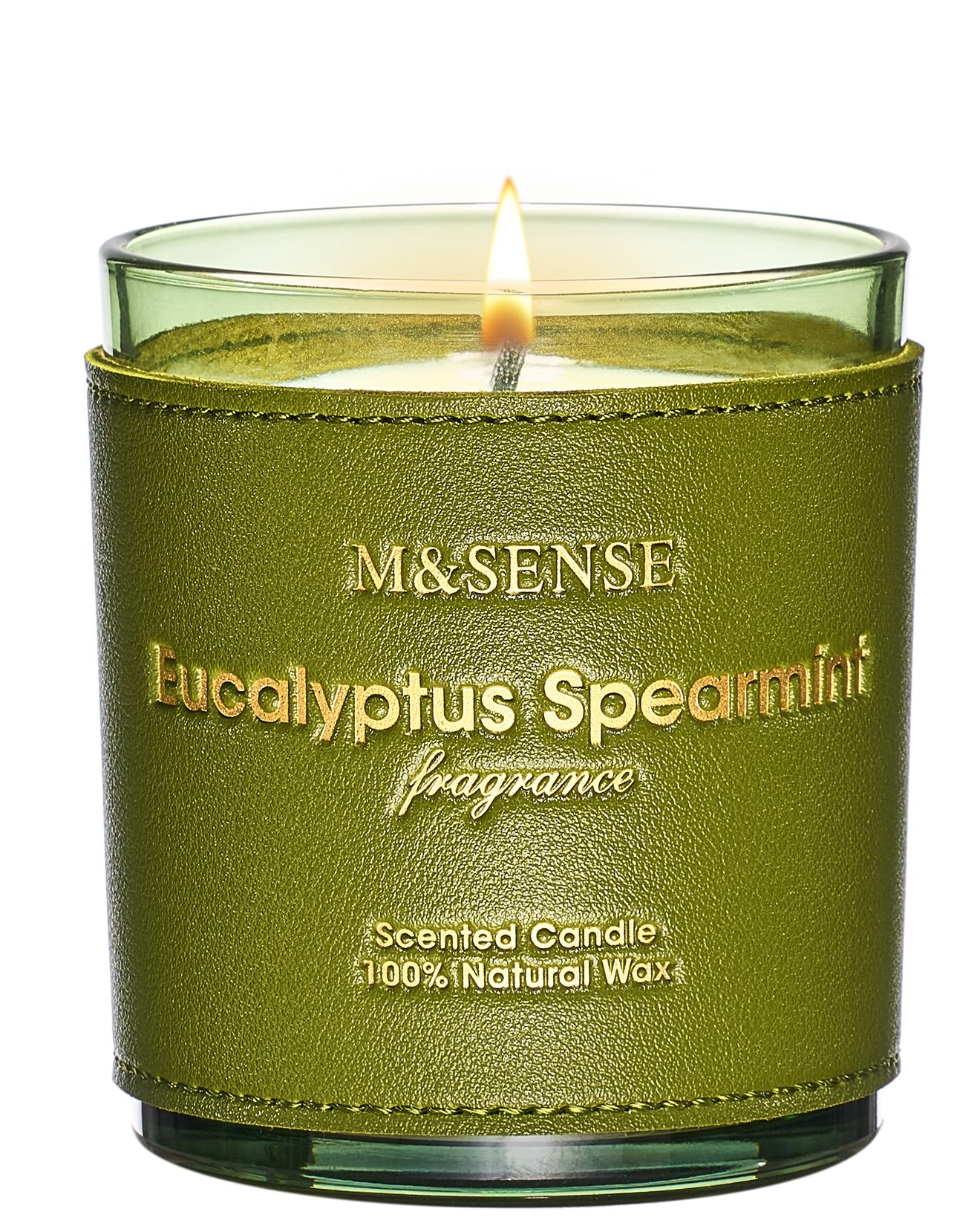 M&SENSE Świece zapachowe eukaliptusowo-miętowe w szkle, wegańskie, z soi, intensywny zapach, 283 g (42 h), zapach do pomieszczenia, redukujący stres, medytacja, prezent ślubny dla pary młodej