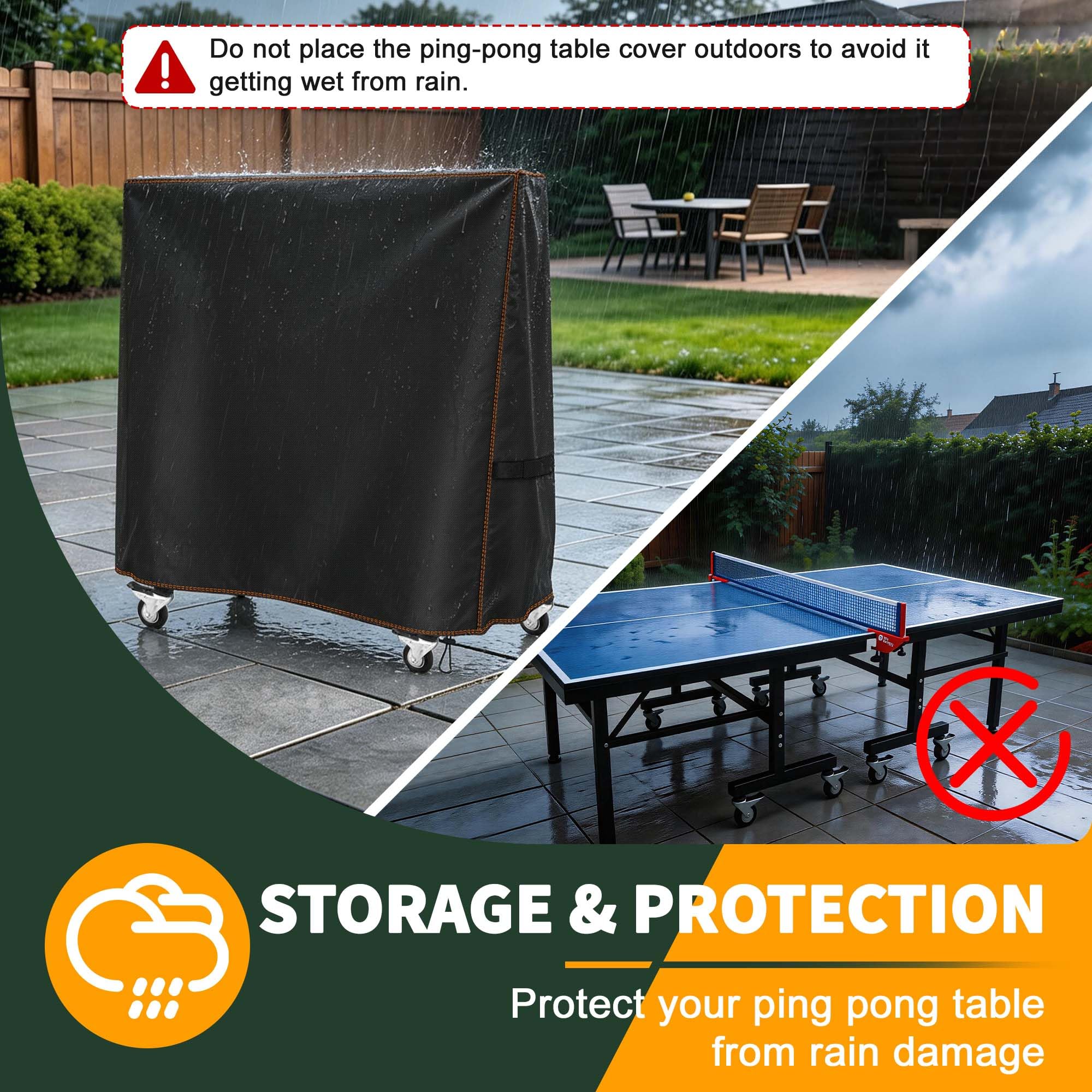 Housse de table de ping-pong imperméable 165 x 185 cm