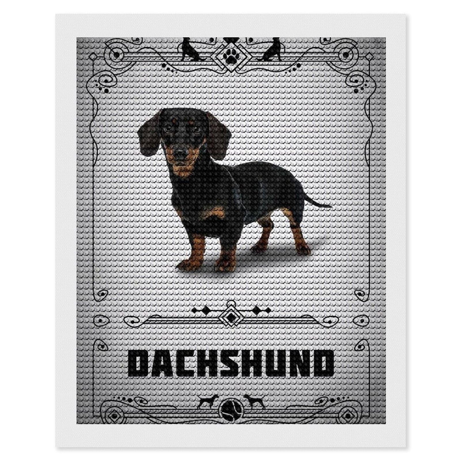 Junmoney Dachshund Diamond Painting Canvas Kit 16"x20", Round Gems, Living Room Decor, Seasonal Gift Choice, Modern Decor