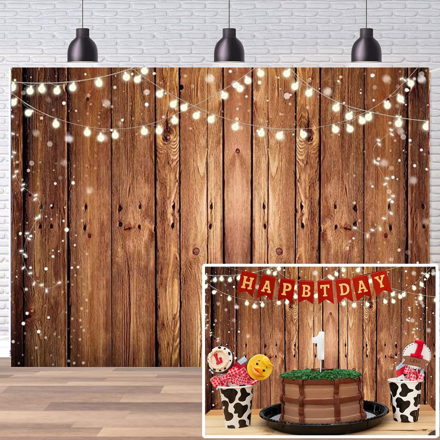 Dudaacvt 7x5ft Brown Wood Backdrop Rustic Photo Backdrop Country Wooden Background Birthday Wedding Western Party Decoration