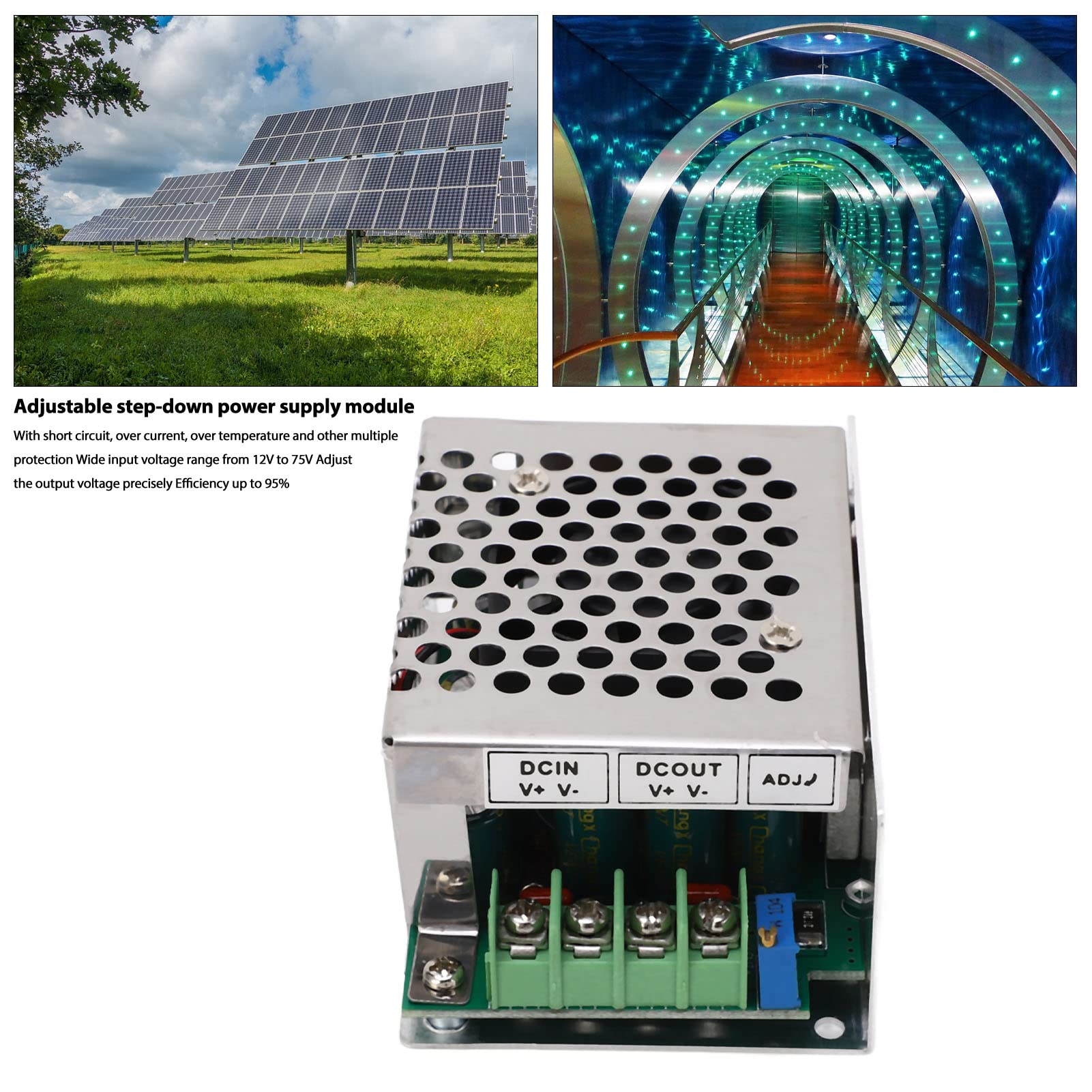 15A 400W Step-Down-Modul, Einstellbarer DC12-75V Bis 2,5-50V-Regler-Abwärtswandler, Mehrfachschutz-DC-zu-DC-Abwärtsmodul für Lüfter, Motoren, Audio