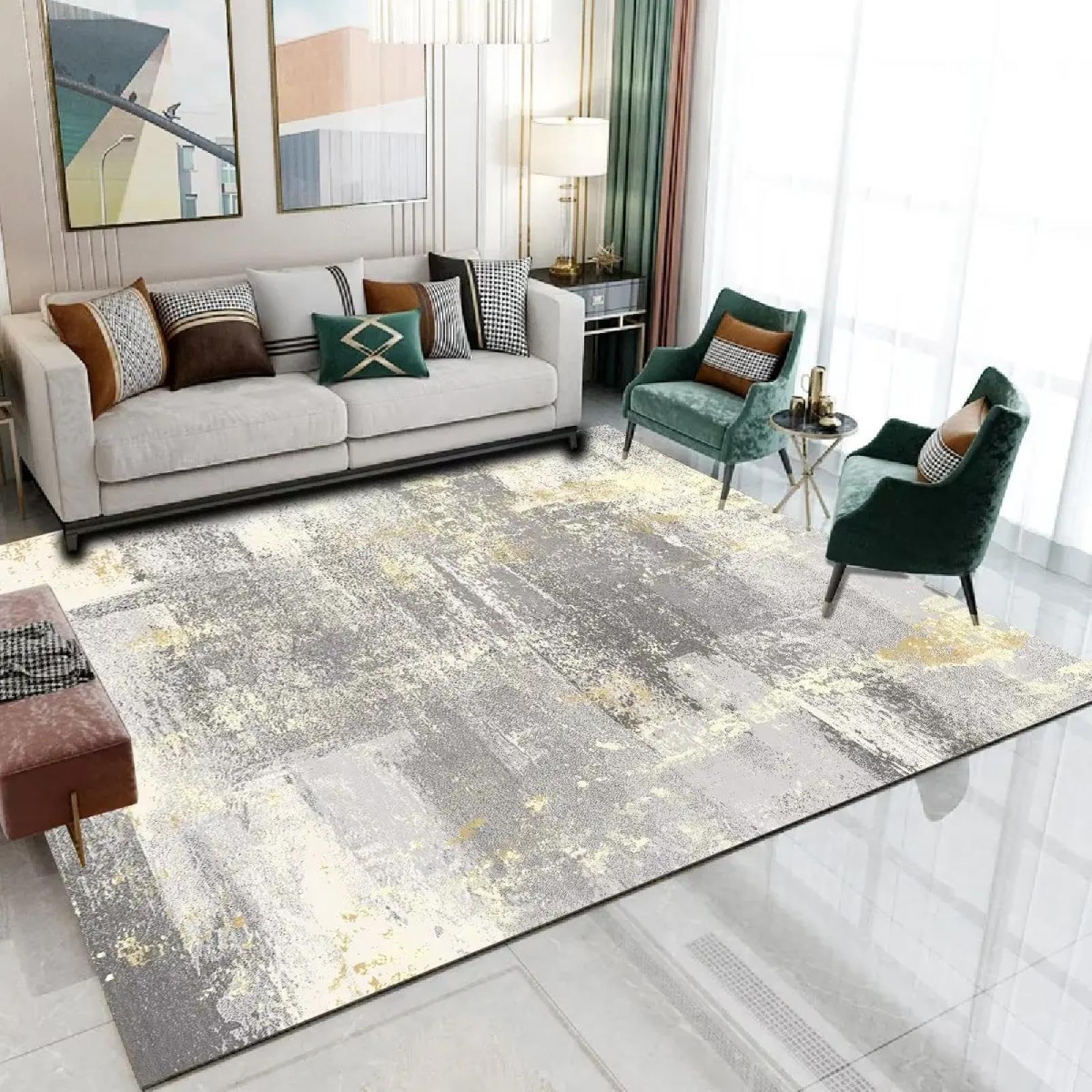 Tapis de salon moderne et luxueux en flanelle douce aspect peluche courte 120x160cm