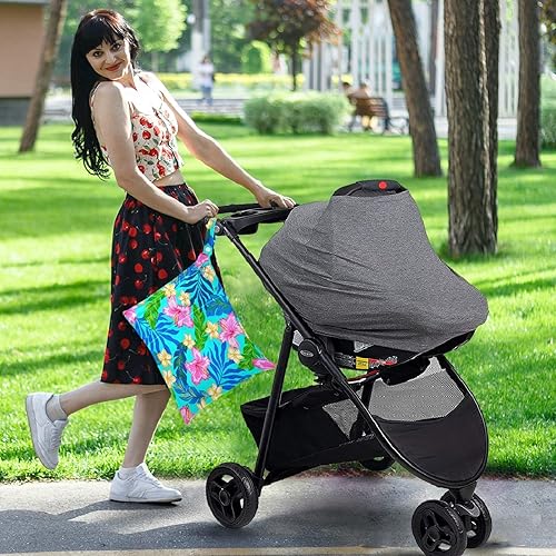 Miniatura 2 de visesunny 2 bolsas húmedas tropicales de hibisco floral turquesa con bolsillos con cremallera, lavable, reutilizable, espaciosa para viajes, playa,