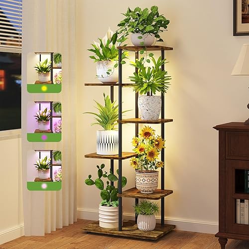 Miniatura 17 de iDavosic.ly Soporte para plantas para interiores y exteriores, estante de metal de 5 niveles para macetas grandes de alta resistencia, estante de