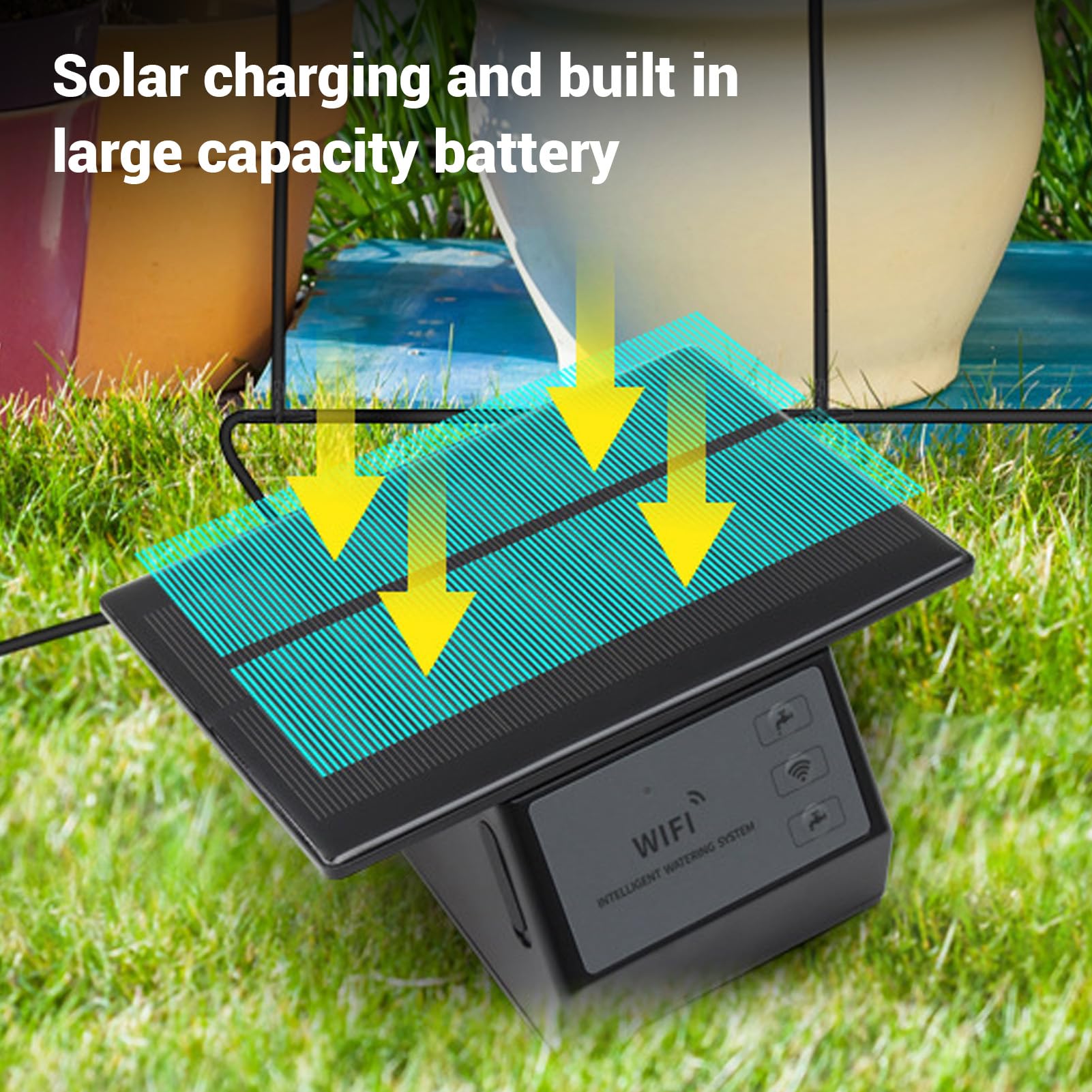 Qcwwy Kit di Irrigazione a Goccia Automatica Batteria WiFi Solar Pompa 'Acqua Automatica per Giardino Casa Piante in Vaso Irrigazione Giardino da Cortile Kit di Irrigazione