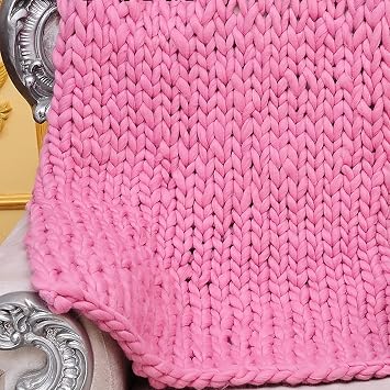 Chunky Knit Blanket,Handmade Knit Blanket,Throw Blanket for Winter Decor,Tight Braided Thick Cable Knit Throw for Sofa Or Bed,Soft and Warm Blanket,Home Decor Color G, Size 200x200cm
