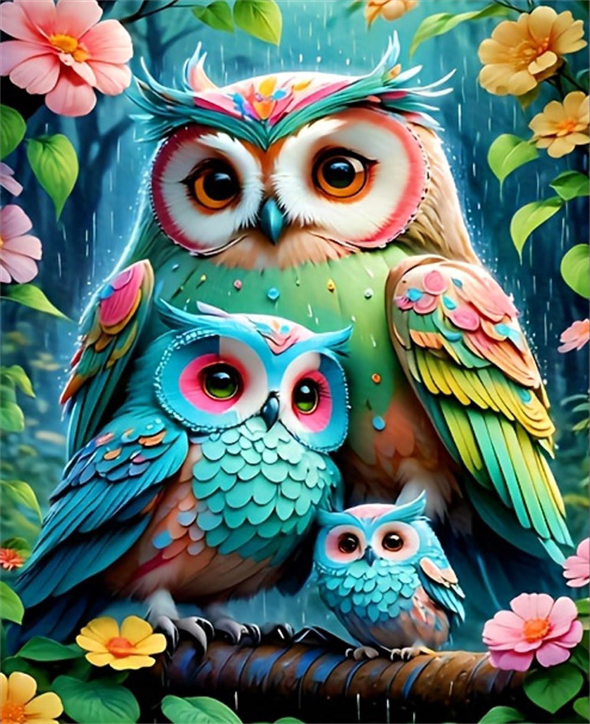 DSFEFV Diamond Painting Kit for Adults,5D Diamond Art Kits for Beginner,Gem Art,Crystal Kits Round Drill for Home Wall Decor Gifts,Women,Men (owl)