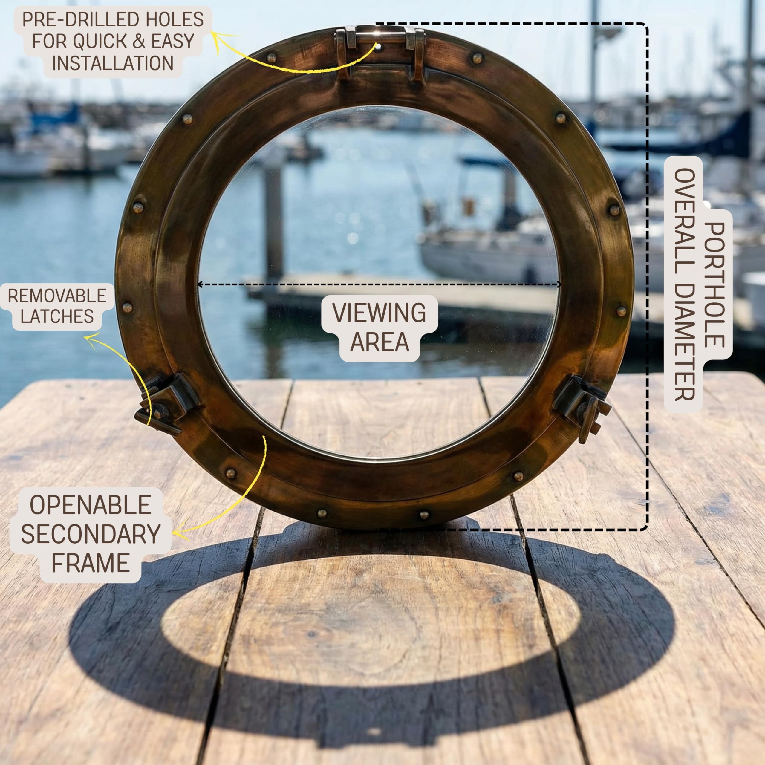 Oil Rubbed Antique Bronze Finish Vintage Style Functional Porthole