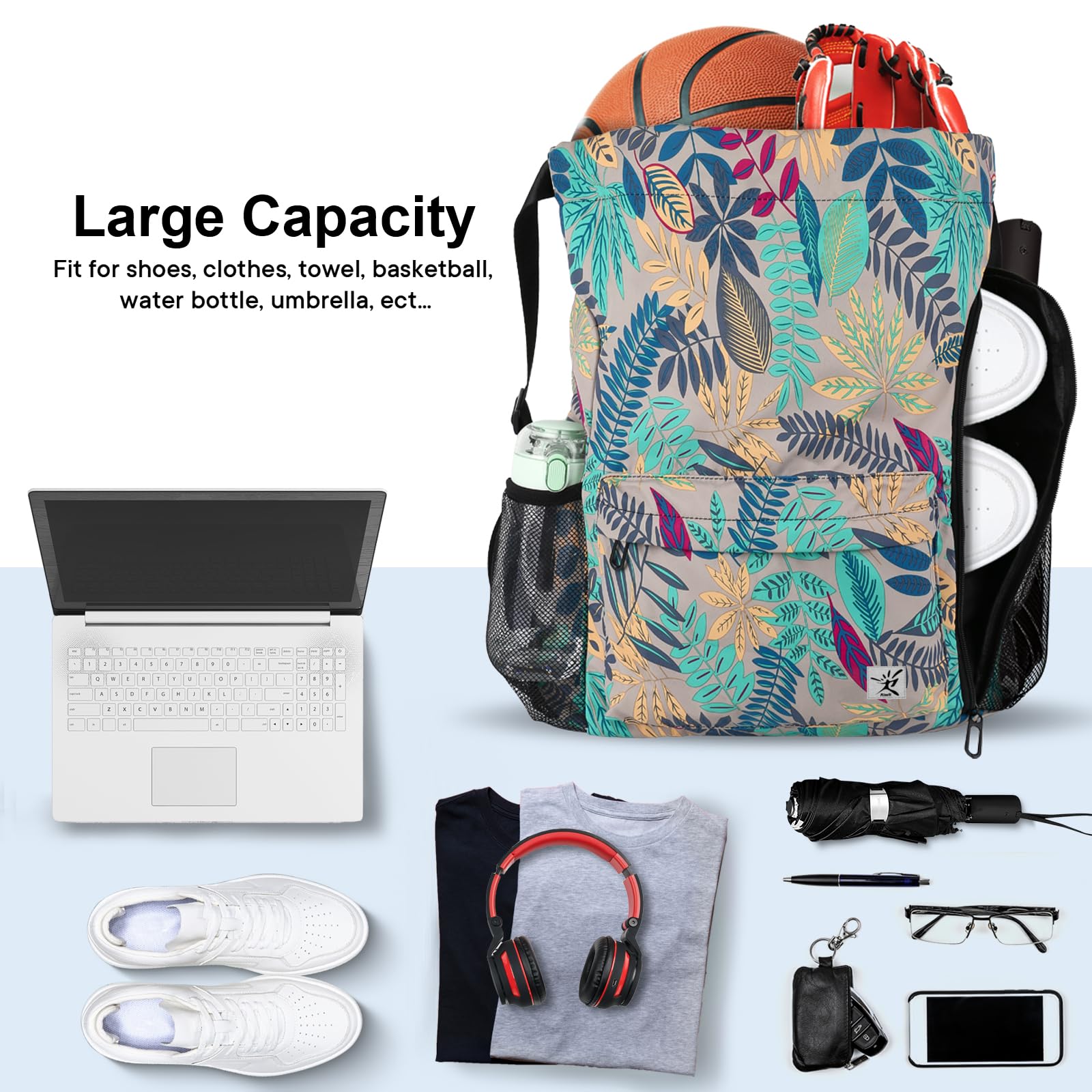 Risefit Drawstring Backpack with Mesh Pockets String Gym Bag Sackpack Sandproof Water Resistant Beach Backpack for Men Women - Image 2