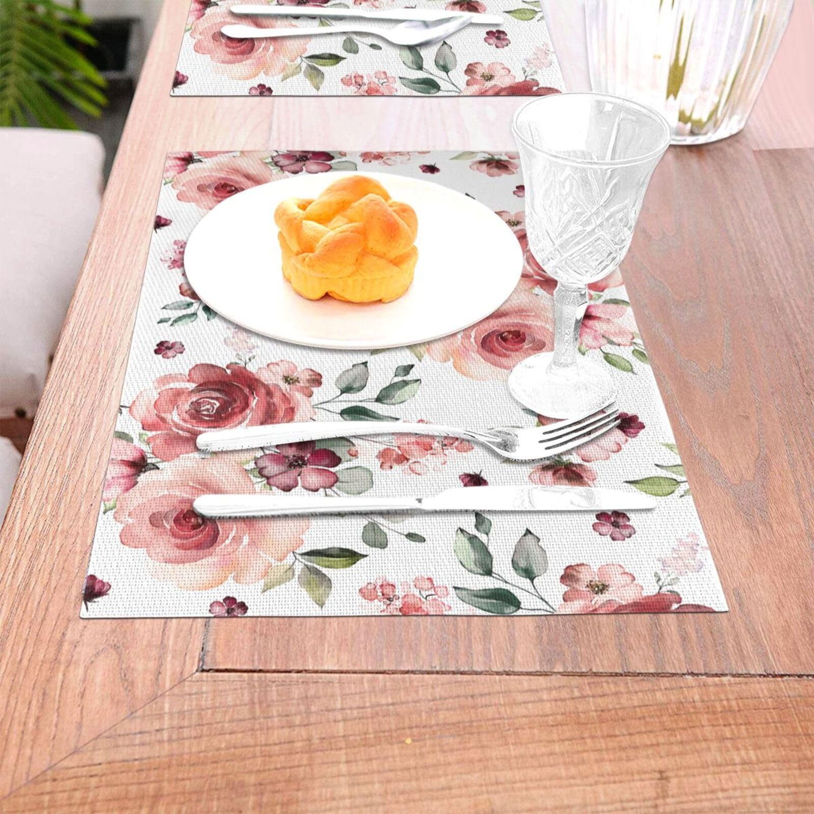 Set 6 Tovagliette Americane Lavabili 45x30 Cm – Plaid Rosa Fiocco, Double-face Termiche E Resistenti Al Calore - copertina