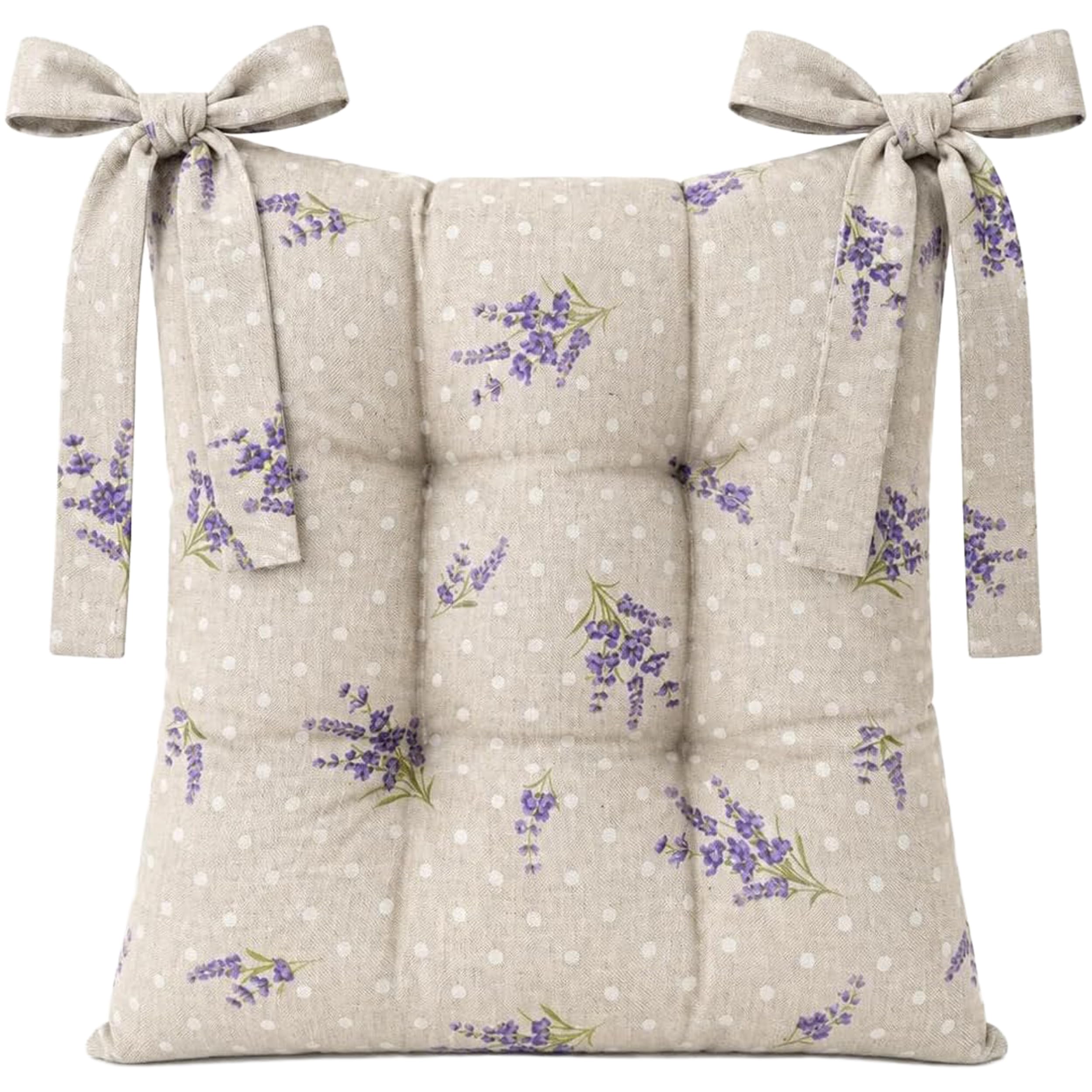 Cuscini Sedie Cucina Set da 4 o 6, Cuscini per Sedie, 40x40 cm, Coprisedia con Laccetti, 100% Cotone, Copri Sedia da Cucina Trapuntati al Centro, Made in Italy (6 Beige Lavanda)