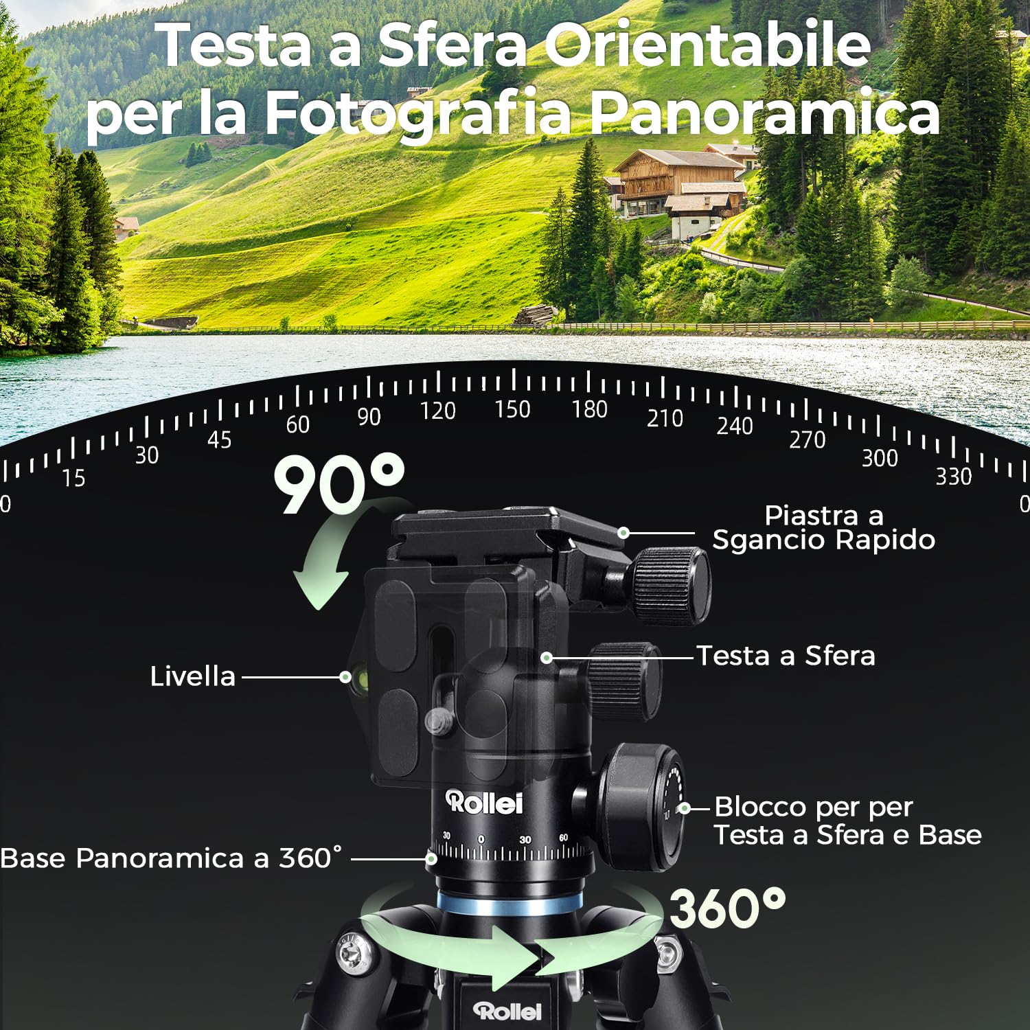 Rollei Compact Traveler Mini M1, Mini Treppiede Fotocamera in Alluminio 49cm Cavalletto Fotografico Piccolo Leggero con Testa a Sfera Arca Swiss per DSLR Nero, Macro-Treppiede-Fotocamera-Tripod