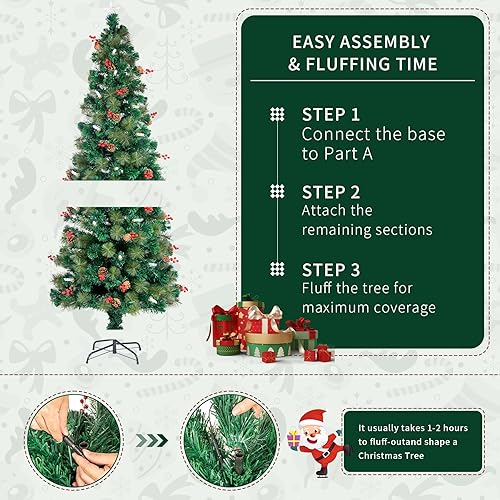 Miniatura 4 de Árbol de Navidad artificial de fibra óptica de 7.5 pies con luces LED coloridas, árboles de Navidad preiluminados con soporte de metal plegable, 300