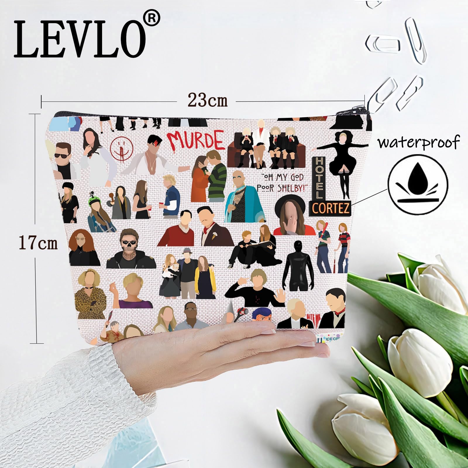 LEVLO American Story Makeup Bag Horror Story Fans Gift Horror TV Show Character Zipper Pouch Bag Horror Story Series Merch, Murde Bag - Image 2