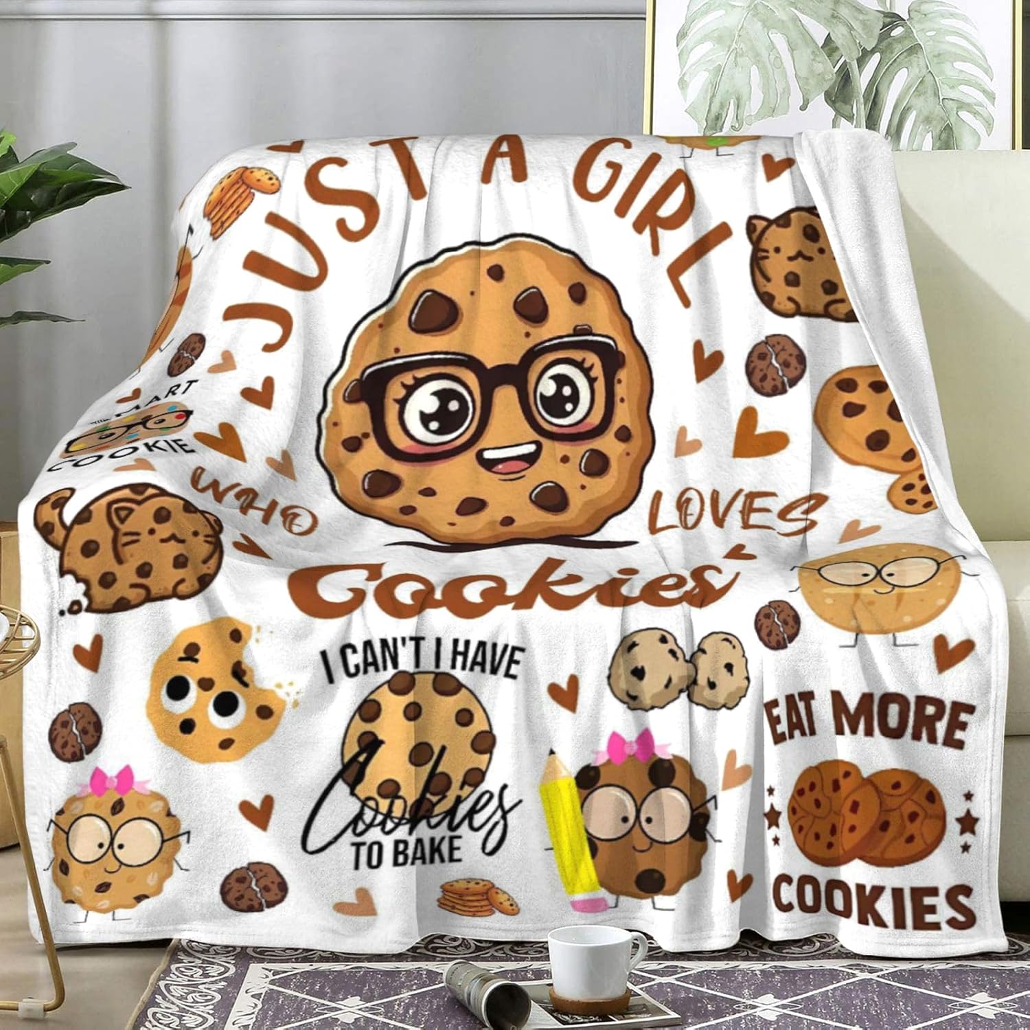 Sweet Cookie Blanket Gifts for Girls Women Dessert Lovers,Funny Food Blanket Chocolate Cookies Throws for Couch Sofa Bed Room Decor 50"x40" - Image 2