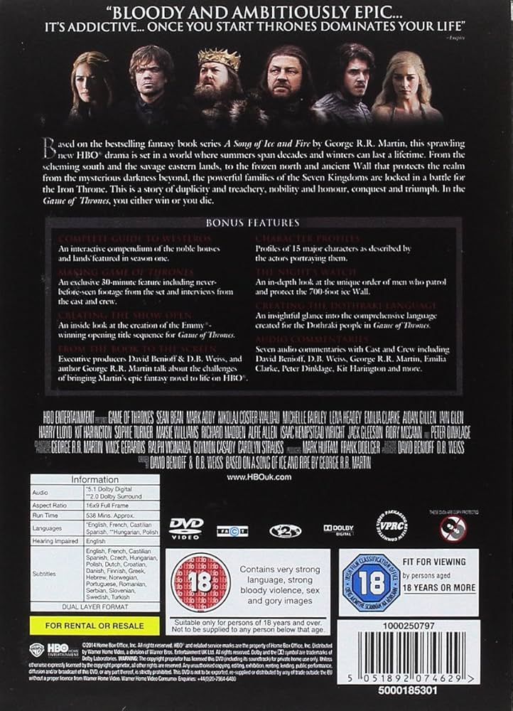 Amazon.com: Game of Thrones - Season 1 [DVD] [2012] [UK