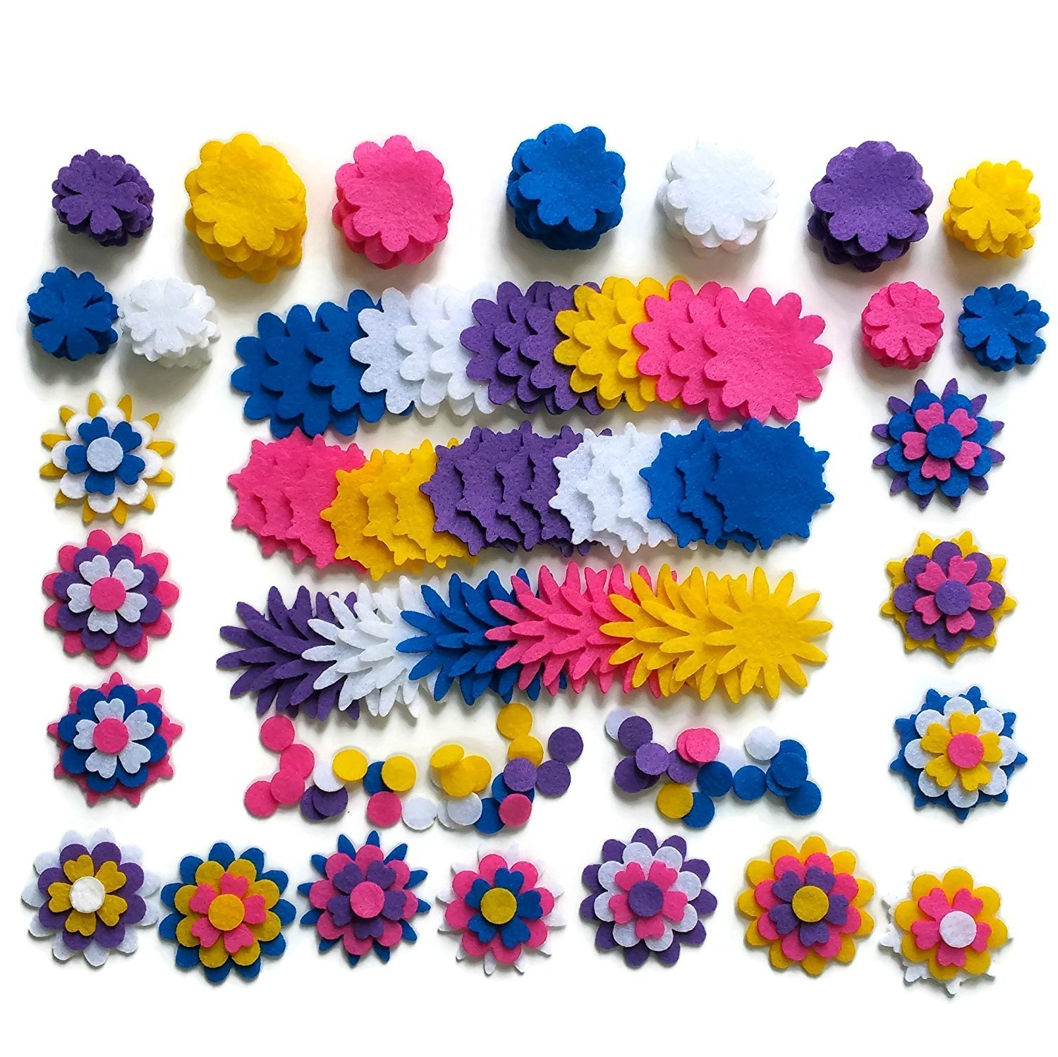 240 Piece - Craft Felt Flowers - Assorted Color Felt Flower Shapes - by Wildflower Toys