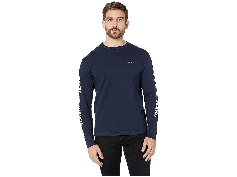 

Tommy Jeans Essential Long Sleeve Logo T-Shirt (Black Iris) Men's Clothing
