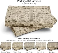 Vista 165 de PHF Fundas de almohada 100% algodón con tejido de gofre de 24 x 24 pulgadas, paquete de 2 fundas cuadradas para decoración elegante del hogar, sin