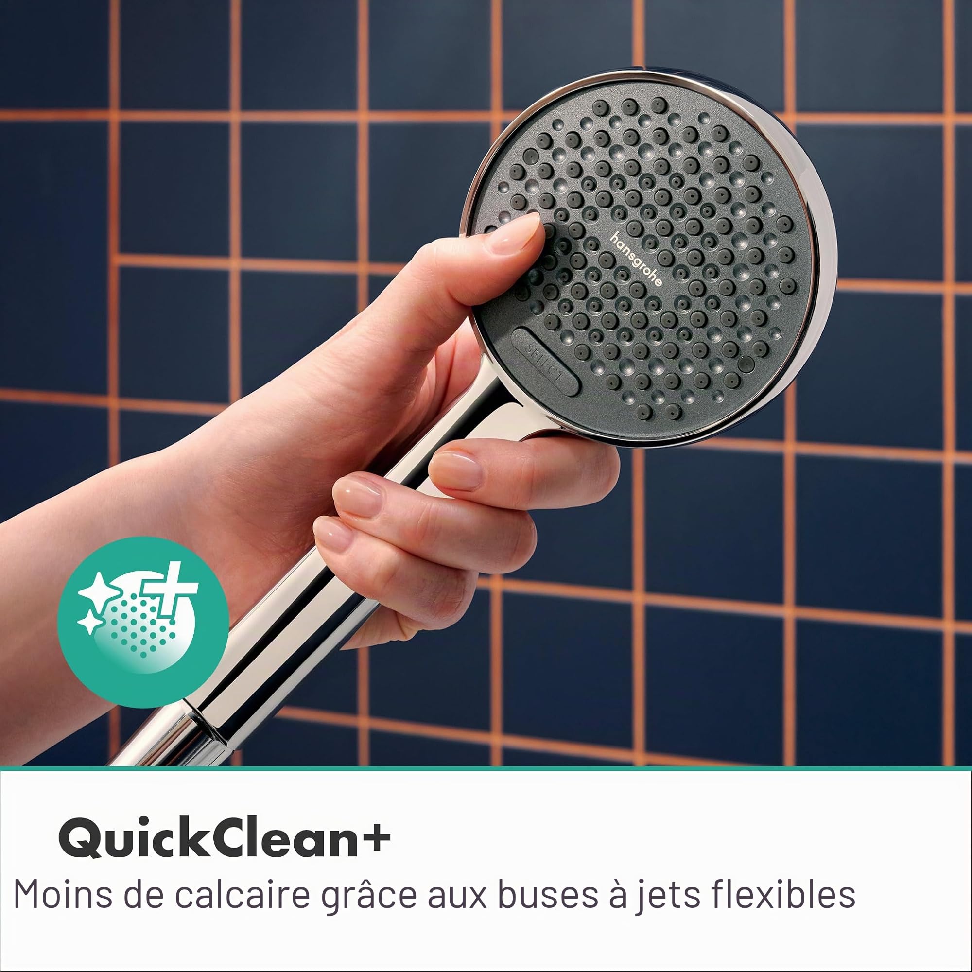 hansgrohe Activera Select S - Set de douche avec pommeau de douche (max. 8 l/min, EcoSmart, 2 types de jets), tuyau de douche (1,25 m) et support de douche, Chromé, 28052000